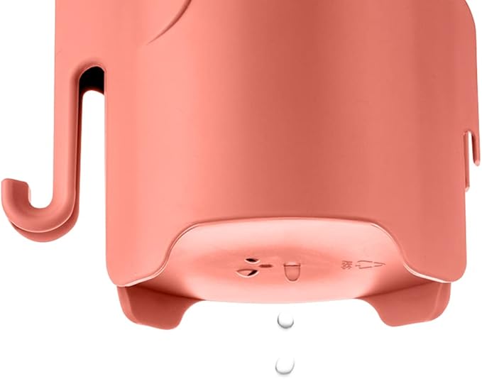 RyanLemon Elephant Toothbrush Holder for Toddler, Suction Cup Cute Toothbrush Holder for Kids, for Bathroom, with 3 Slots and 1 Hook, Watermelon Red