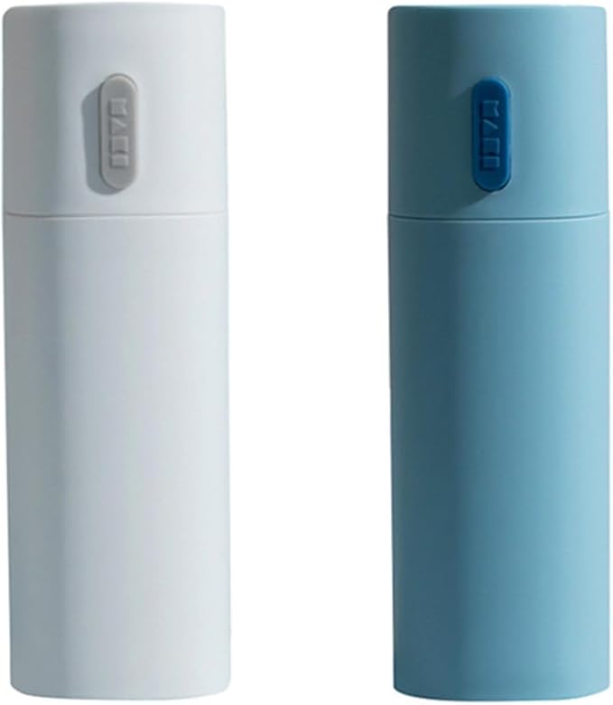 Travel Toothbrush Case Portable Toothbrush and Toothpaste Container Holder with Mouthwash Cup Oral cleaning Tools Organizer for Traveling Camping School Home (Blue and white)