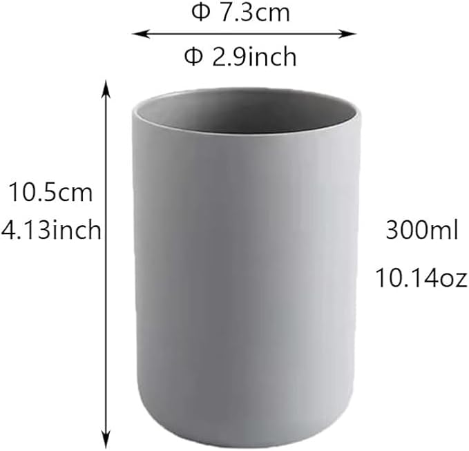Round Plastic Toothbrush Cups, Couples Toothbrush Cups, Creative Household Toothbrush Cups, Simple wash Cups and mouthwash Cups. (Gray & Gray)