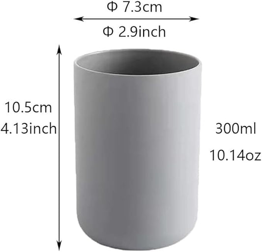 Round Plastic Toothbrush Cups, Couples Toothbrush Cups, Creative Household Toothbrush Cups, Simple wash Cups and mouthwash Cups. (Gray & Gray)