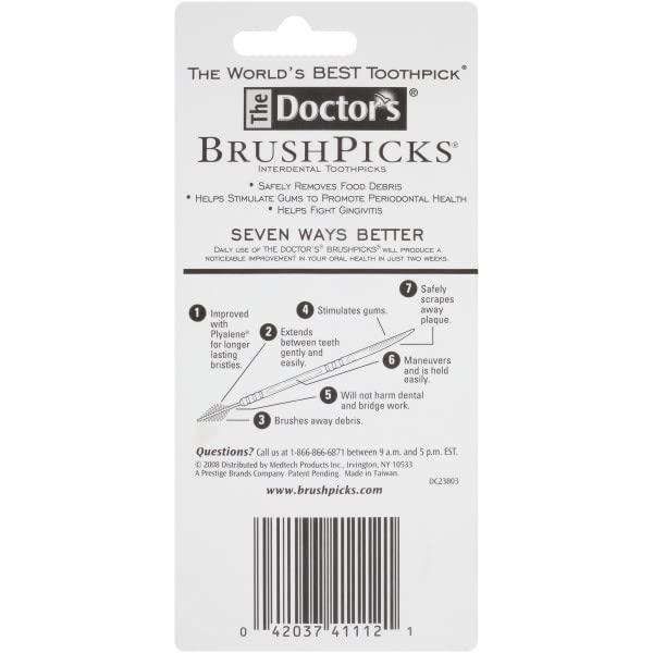 The Doctor's BrushPicks Interdental Toothpicks, 120 Count. (Pack of 12)