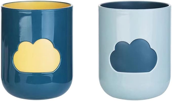 Simple Cloud Mouthwash Cup - Creative Cute Couple's Cup (Dark Green & Light Blue)