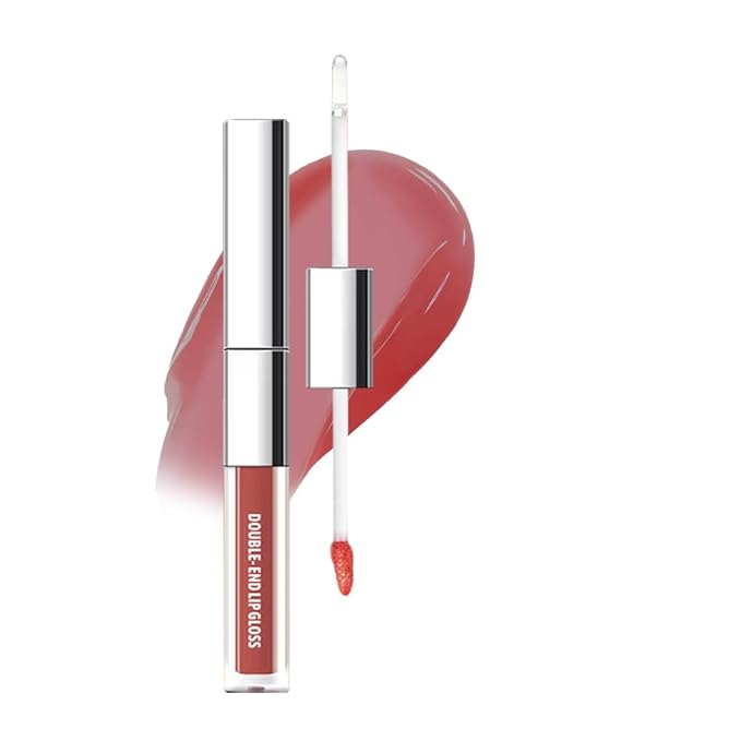 2-in-1 Dual Ended Lip Stain & Lip Oil – Long Lasting Waterproof Matte Lip Gloss with High Pigment, Non-Sticky Lip Tint, Hydrating Lip Oil for Moisturizing & Glossy Finish (05#, 1PCS)