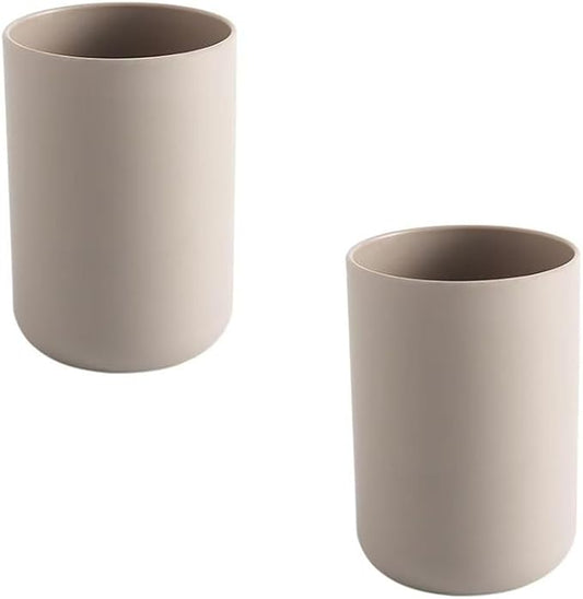 Round Plastic Toothbrush Cup Couple Mug Creative Household Toothbrush Holder Simple wash Cup mouthwash Cups. (Brown & Brown)