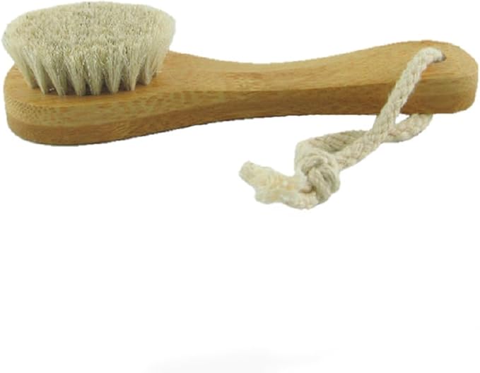 2 Pack 6" Bamboo Handle Dry Facial Cleansing Brush with Natural Soft Horsehair Bristles, Face Brush Cleanser Skin Care Exfoliating Brush Scrubber.