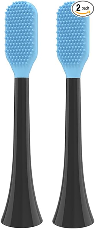 Tongue Scraper Heads Compatible with Philips Sonicare Click-On Handles – Gentle & Effective Tongue Cleaner, Fresh Breath, 2 Pack, Replacement Brush Heads (Black, One Size)