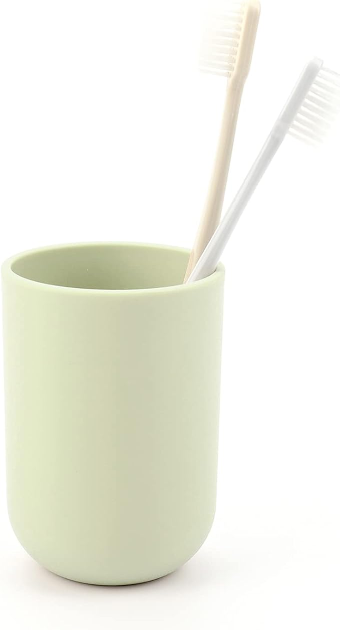 Toothbrush-Holder-Cup,Bathroom-Cup,Tooth-Brushing-Tumbler-Drinking-Teeth-Cup,Toothpaste-Countertop-Organizer,Rinse-Cup,Plastic 350ml (Green)