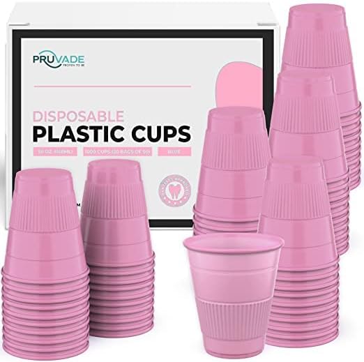 Disposable Cups | 500 Pack | 5 oz Pink Plastic, Small for Bathroom, Medicine, Water, Rinsing, Mouthwash | Party Tumblers