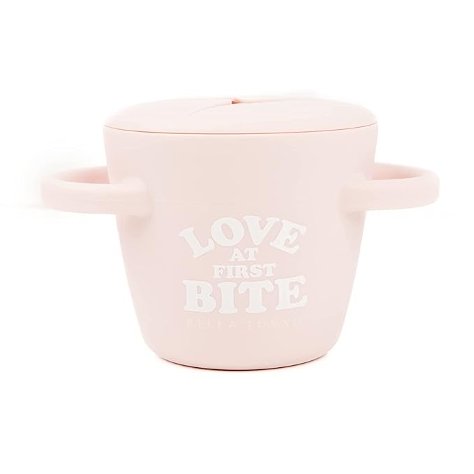 Snack Cups for Toddlers by Bella Tunno, Silicone Spill Proof Food Container with Lid, Babies & Kids 6-12 Months, Love First Bite