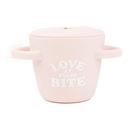 Snack Cups for Toddlers by Bella Tunno, Silicone Spill Proof Food Container with Lid, Babies & Kids 6-12 Months, Love First Bite