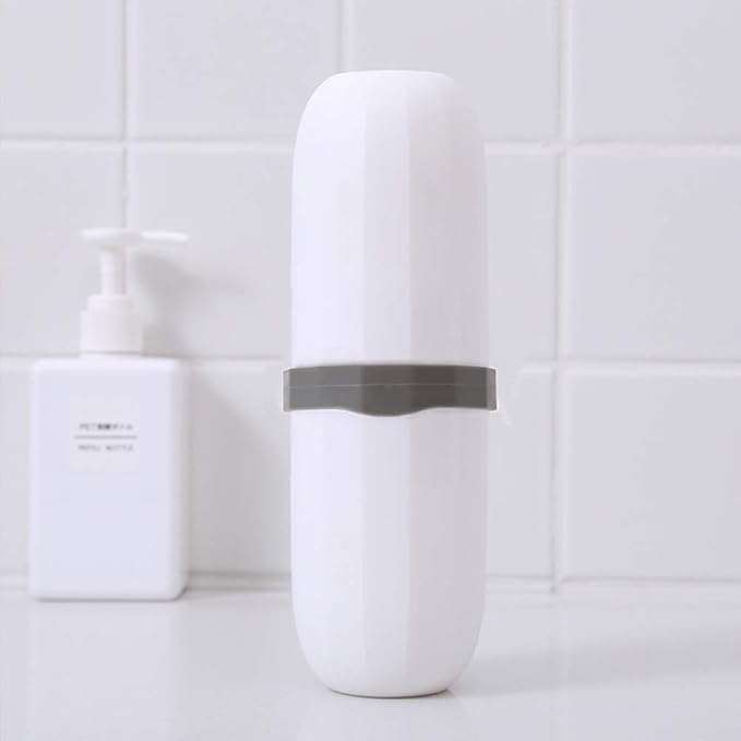 Portable Travel Toothbrush Case,3 in 1 Toothpaste Travel Case Holder Hard Plastic Tooth Brush Container Toothbrush Storage Box for Travel,Business,Home,Camping, School Supplies(White)