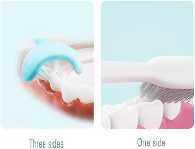 3 Sided Autism Toothbrush Three Bristles for Special Needs Adult Soft Bristles Soft and Gentle for Complete Tooth and Gum Care (Pink 1PCS)