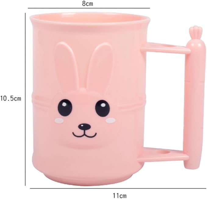 Cartoon Rabbit Kids Toothbrush Cup Pink Bathroom Tumbler Holder Cute Animal Design 4.33X3.14X4.13 Inch