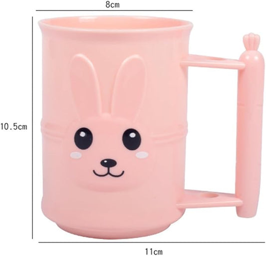 Cartoon Rabbit Kids Toothbrush Cup Pink Bathroom Tumbler Holder Cute Animal Design 4.33X3.14X4.13 Inch