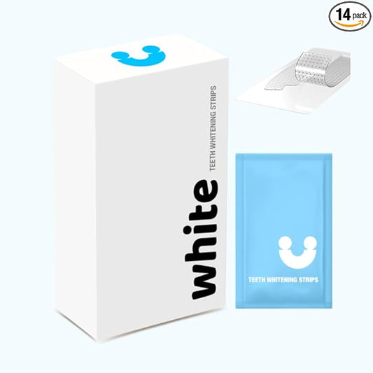 WhiteU Teeth Whitening Strips – 14 Strips – Peroxide-Free, Enamel-Safe, Sensitivity-Free – Advanced Whitening with Pap+ – Professional Dental Care for Whiter Teeth, Tartar Control – Mint Flavored