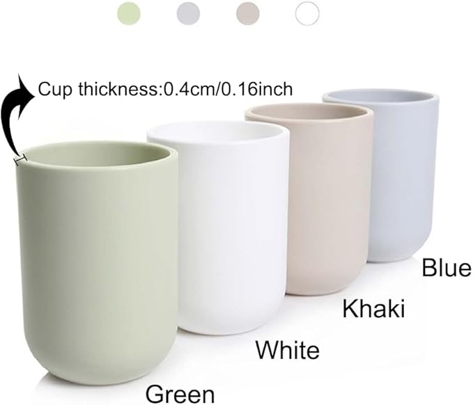 Solid Color mouthwash Cup, Simple Solid Color Toothbrush Cups, Toothbrush Holder 1 Piece, 10 oz (300 ml)(White)
