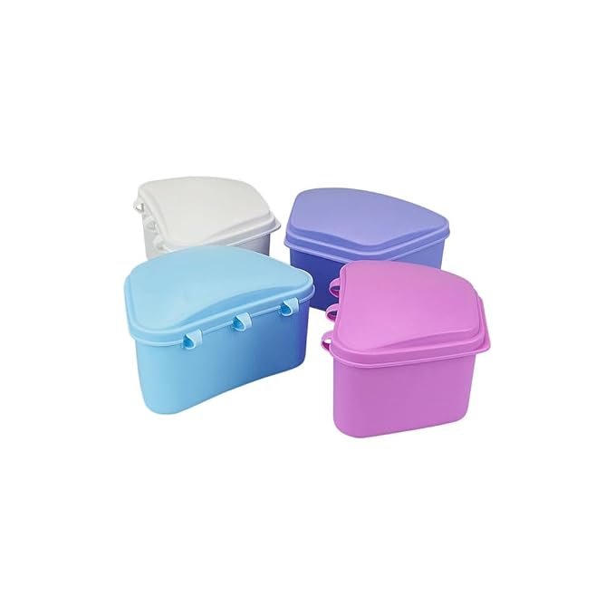 2PCS Trapezoid Retainer Case, Convenient Mouth Guard Cases, Multicolored Denture Bath Box for Aligner, Retainers, Mouth Guard, Night Guard, Travel Cleaning