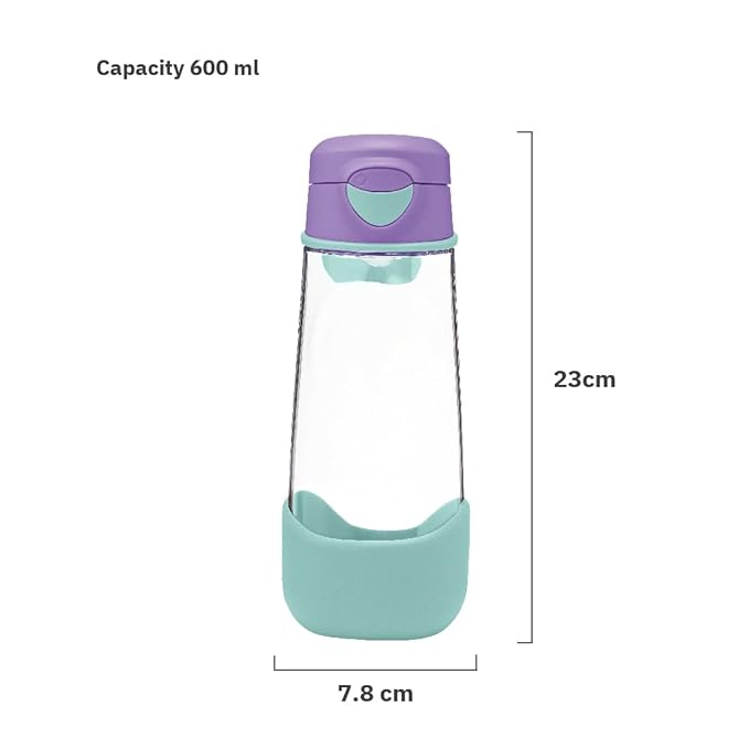 b.box 20 oz Sport Spout Kids Water Bottle for School, Sports, Travel, Daycare. Leakproof, Spill Proof, Dishwasher Safe. Easy Grip Triangle Shape, Durable Tritan Material. BPA Free.