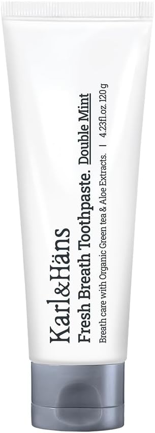 Karl&Hans Fresh Breath Toothpaste with Fluoride– Bad Breath Removal, Cooling Mint Freshness, Cavity Protection, Whitening & Stain Removal, 4.23 fl oz (Mint)