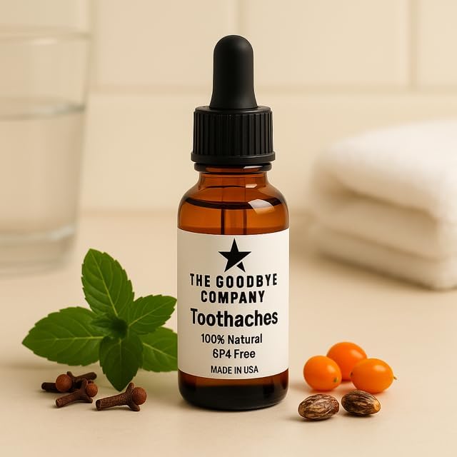 The Goodbye Company Organic Clove Toothache Relief Oil – Undiluted Blend with Peppermint Leaf, Sea Buckthorn & Castor Oil – Natural Tooth & Gum Comfort Formula – 15 mL Glass Dropper – Made in USA