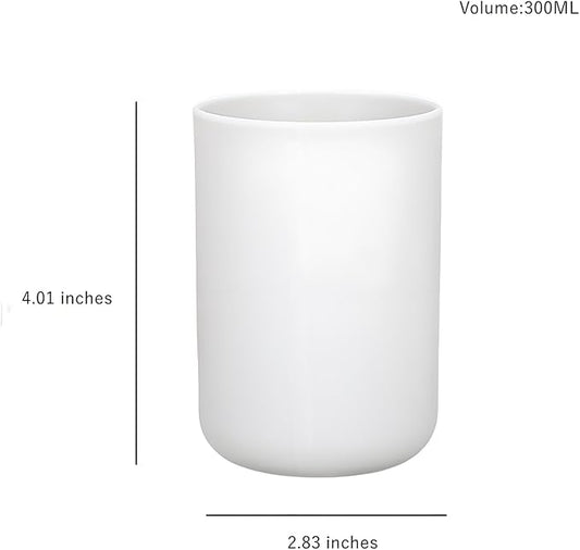 2 Pieces Plastic Bathroom Tumbler Cup Toothbrush Holder Organizer Tumbler Cups for Bathroom Vanity,300ml(White & Grey)