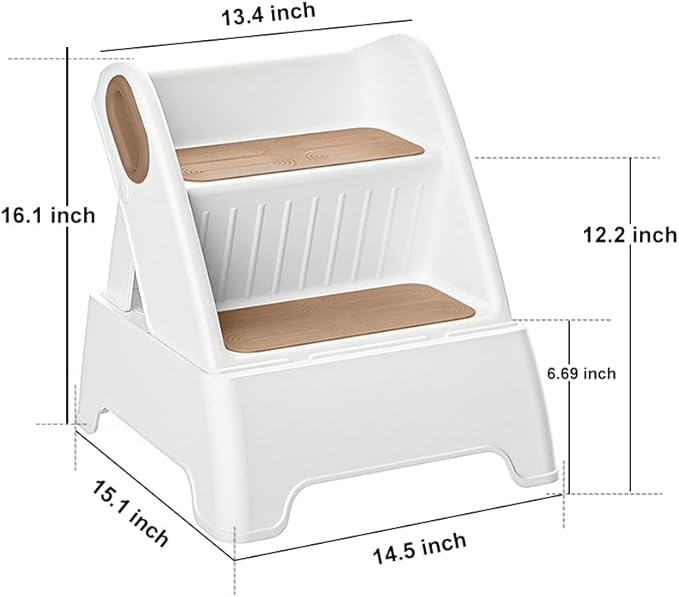 Two Step Stool for Kids,Foldable 2 Step Stool for Toddlers,Non-Slip with Handles Kids Stool for Bathroom Sink,Toilet Bedroom, Potty Training,Kitchen