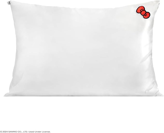 Kitsch x Hello Kitty (Ivory) - Satin Pillowcase with Zipper for Hair and Skin, Softer Than Silk Pillow Case, Smooth Cooling Pillow Covers, Machine Washable, Queen/Standard (19x26)