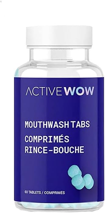 Active Wow Mouthwash Tablets - Chewable Mouth Wash, Breath Freshening Tablets, Fluoride-Free, Alcohol-Free, Vegan, Sugar-Free, Mint Flavor - 1 Pack, 60 Tablets