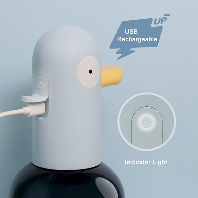 Kids Soap Dispenser - Cute Pigeon Automatic Foam Soap Dispenser for Bathroom Kitchen School Children, USB Rechargeable Hand-Free Detergent Dispensers 13.5oz New House Decor