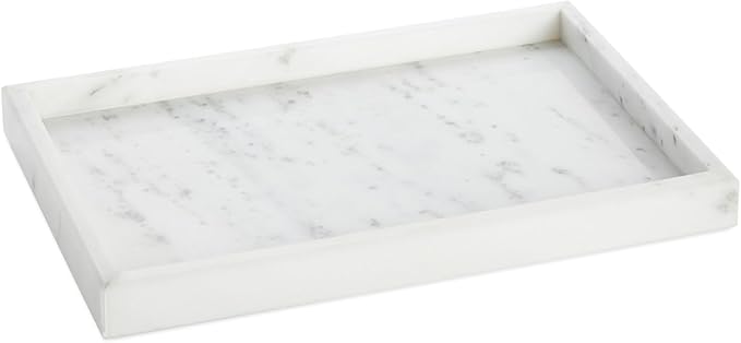 Juvale Large Marble Vanity Tray - Jewelry & Cosmetic Organizer with Drawer Organizer - Bathroom Display with Soap Tray - Home Accent Piece with Marble Decor - 11.7 x 7.7 x 1.1 in White
