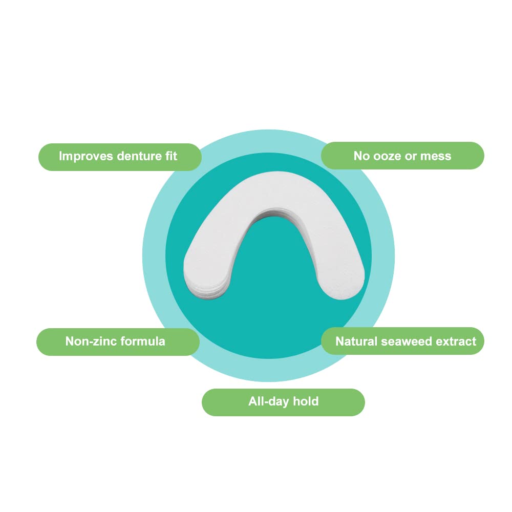 Generic Zinc Free Long-Lasting Denture Adhesive Cushion, 120 Pads (4 Pack) - Silicone Pads for Secure Hold and Food Seal - Lower