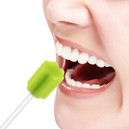 Wellgler's Disposable Care Oral Swabs, Sterile Sponge Mouth Swabs (100pcs, Green)