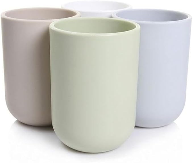 Solid Color mouthwash Cup, Simple Solid Color Toothbrush Cups, Toothbrush Holder 1 Piece, 10 oz (300 ml)(White)