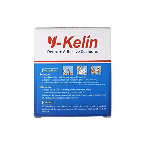 Y-Kelin Denture Adhesive Cushions Uppers & Lowers, Adhesive-Free Denture Pads for Sore Gums, 30 Pads*2 (60 Strips)