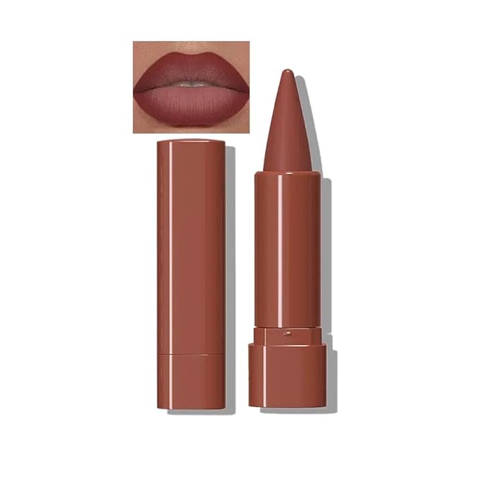 2-in-1 Gradient Dark Red Lip Liner & Lipstick, Waterproof Long Lasting Matte Lip Liner Pencil, Makeup Smudge proof lip liner with Cone Tip (02#-Smokey Rose)