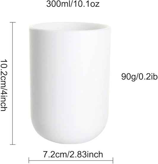 Solid Color mouthwash Cup, Simple Solid Color Toothbrush Cups, Toothbrush Holder 1 Piece, 10 oz (300 ml)(White)