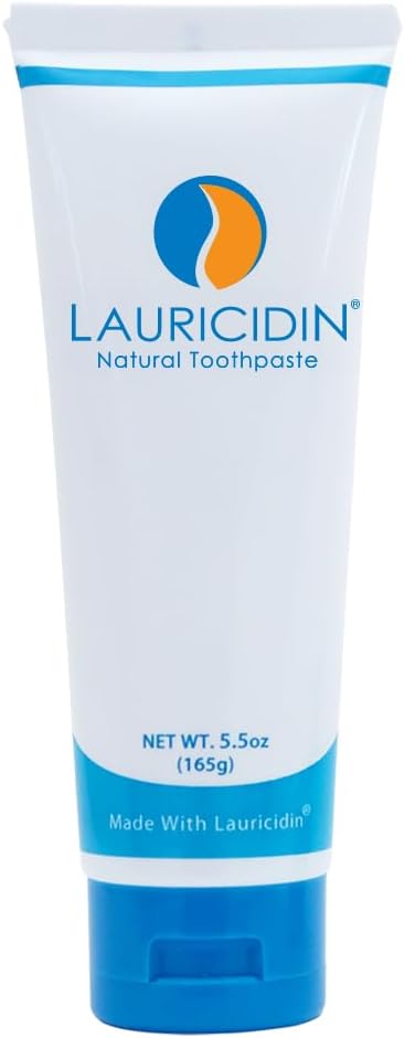 Lauricidin All-Natural Toothpaste - Plant-Based, Fluoride-Free, SLS-Free Made with The Power of Lauricidin for Superior Cleaning and Natural Whitening- Large 5.5 oz Tube