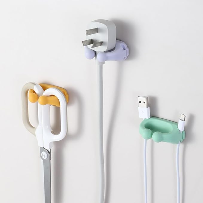 Silicone Razor Holders - 6 Pcs Hooks Adhesive Wall Mounted for Hanging Towel Key Plug Cable, Utility Decoration Hook Stick to Dorm Room Door Function for Kitchen Bathroom Home Office