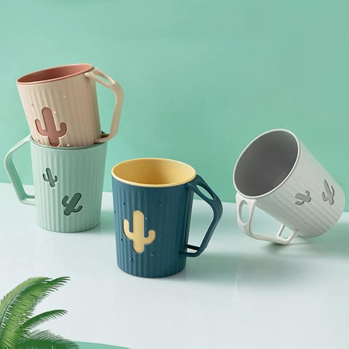 Awhale, 2pcs Children's Bathroom Mouthwash Cup, 360ML, PP Material Anti-Drop Toothbrush Cup (Green&Grey)