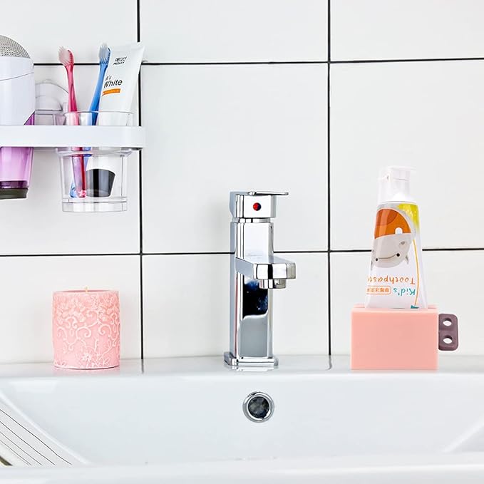 Y-Kelin 3 PCS Toothpaste Squeezer, Rolling Tube Toothpaste Squeezer with Frosted Handles Toothpaste Holder Stand Bathroom Organizer,Saves Toothpaste and Creams (Pink + White + Light Blue)