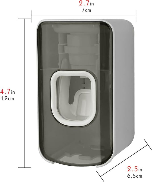 2 Slot Toothbrush Holder and Toothpaste Dispenser Wall Mounted, Automatic Toothpaste Squeezer, 2 in 1 Tooth Brush Toothpaste Organizer for Shower (Grey 2Pack)