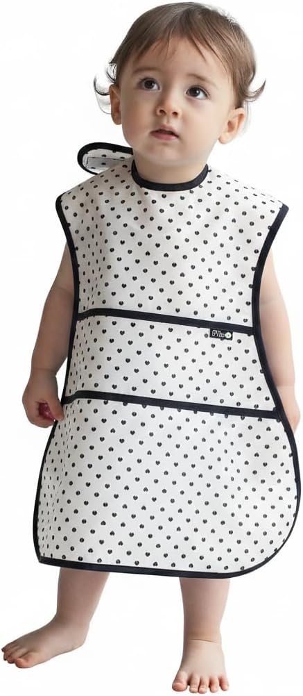 Full Coverage Waterproof Feeding Bib for Toddlers – Extra Long Apron Bib for Mealtime, Self-Feeding, High Chairn