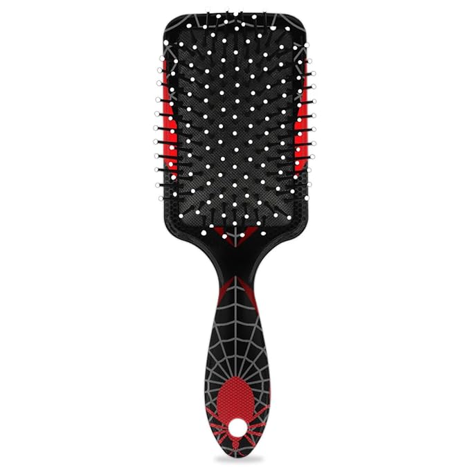 Kids Hair Brush for Boys Girls Toddler - Detangler Hairbrush for Wet Dry Thin Long Curly Hair Pain-Free Comb (Red Spider Web)