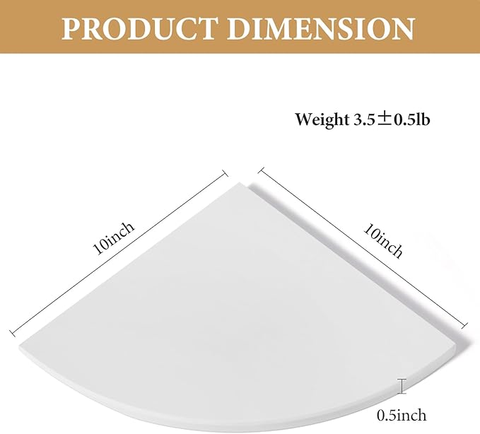 Koville White Natural Marble Corner Shelf, Wall Mounting Corner Shelf Organizers Storage for Bathroom Kitchen, Polished Marble Surface Wall Mounted Stone Shower Caddy for Bath