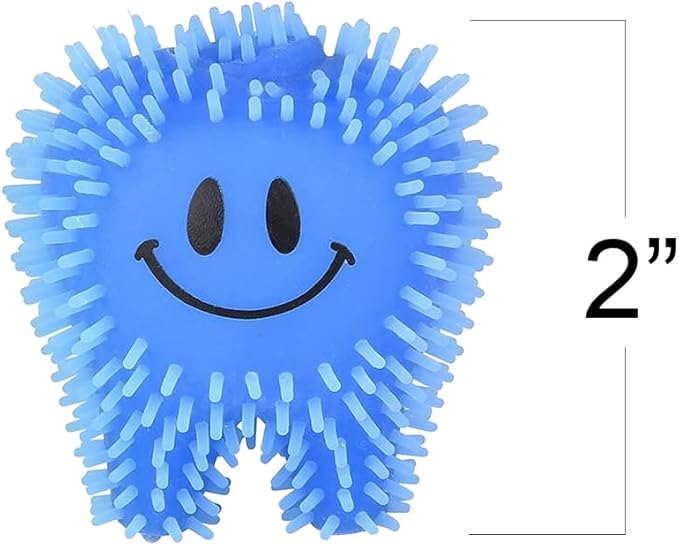 ArtCreativity Mini Tooth Puffers, Set of 24, Squeezy Toys for Kids with Soft Spikes, Sensory Fidget Toys for Stress Relief in Assorted Colors, Goodie Bag Stuffers, and Dentist Office Giveaways