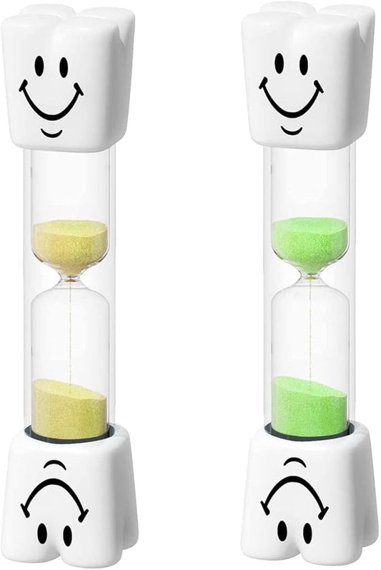 Toothbrush Timer 2 Minute Sand Timer Smile Pattern Tooth Brushing Sand Timer, Mini Hourglass Sand Clock Set for Desk, Decoration (Pack of 2)