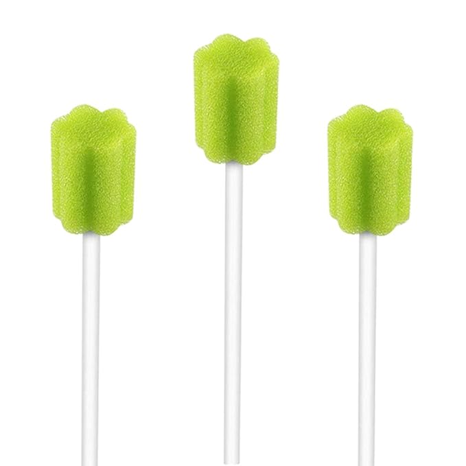 Wellgler's Disposable Care Oral Swabs, Sterile Sponge Mouth Swabs (100pcs, Green)