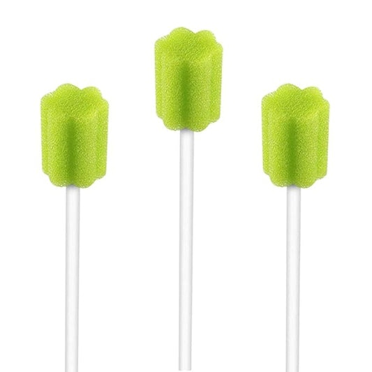Wellgler's Disposable Care Oral Swabs, Sterile Sponge Mouth Swabs (100pcs, Green)