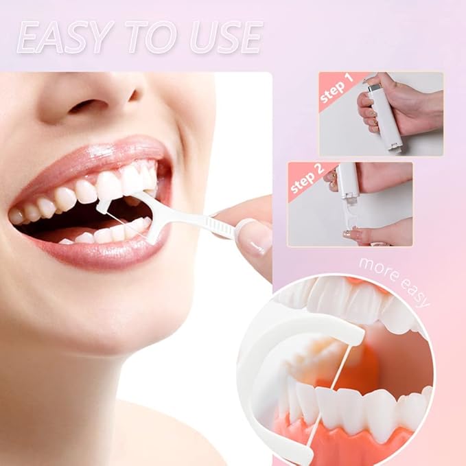 Portable Floss Dispenser with 100 Pcs Dental Floss, Dental Floss Dispenser Dental Floss Picks Case, Upgrade Portable Automatic Floss Dispenser Floss Organizer for Family Travel(6 Pcs Mix color)