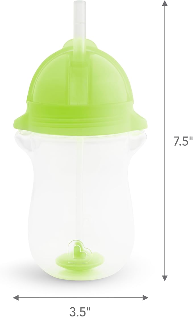 Munchkin Straw Cups, 10 Ounce, Weighted, Click Lock Lid | 4 Pack | Blue/Green | Toddler | Any Angle